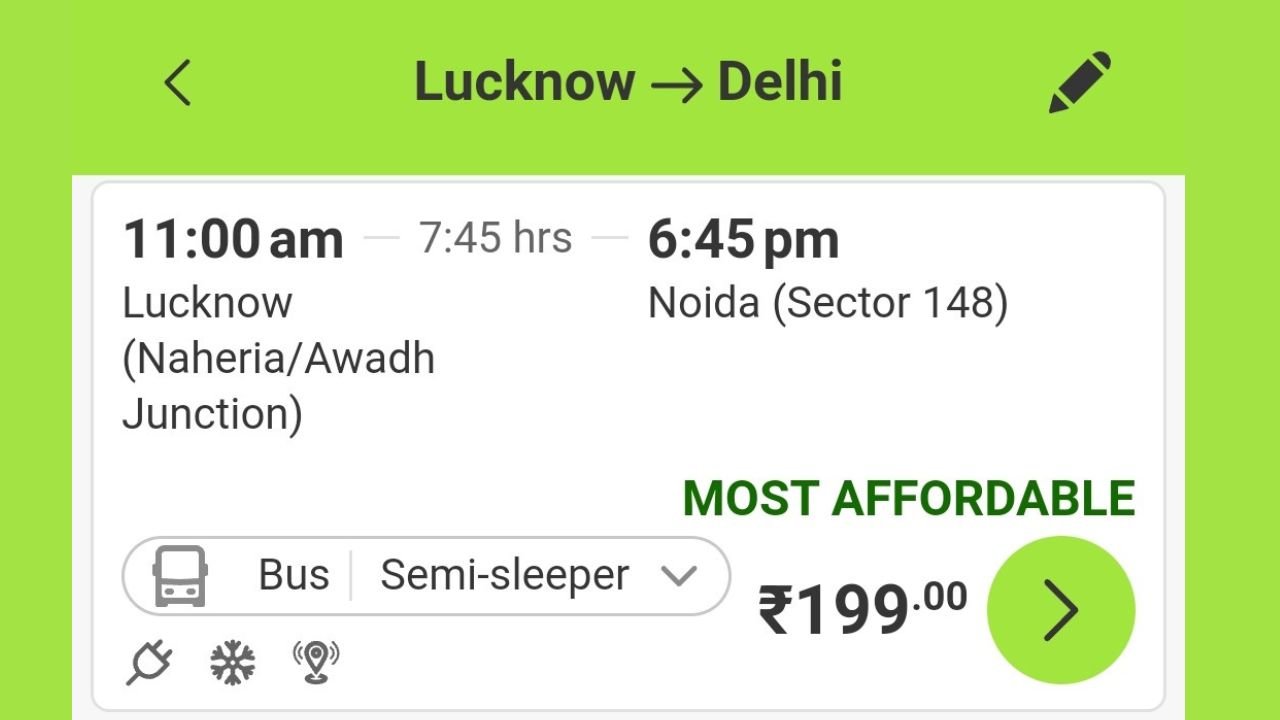 मात्र 199 में लीजिए लखनऊ से दिल्ली AC Sleeper Bus का आनंद, इतना सस्ता किराया ऑटो का भी नहीं होगा