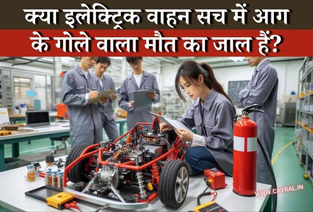 क्या इलेक्ट्रिक वाहन सच में आग के गोले वाला मौत का जाल हैं? जानें सभी कारण Blog | Cayral Are EVs Really Fire-Prone Death Traps