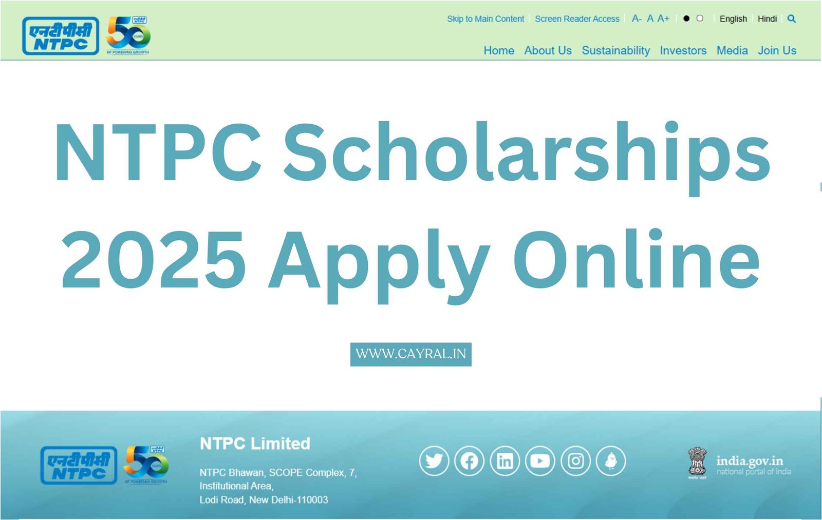 NTPC Scholarships 2025 Apply Online | Eligibility | Documents | Benefits